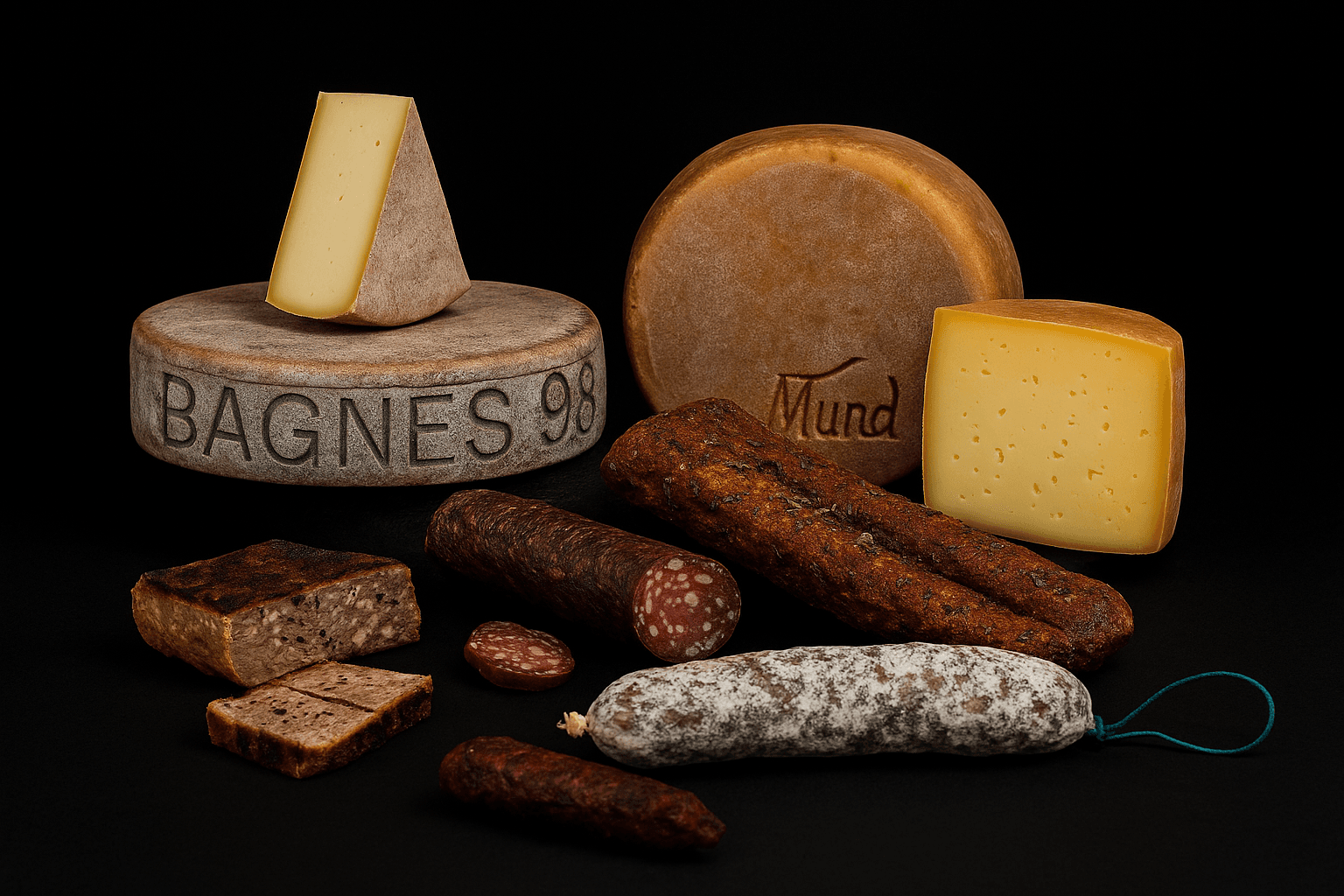 Swiss artisanal charcuterie and cheese selection